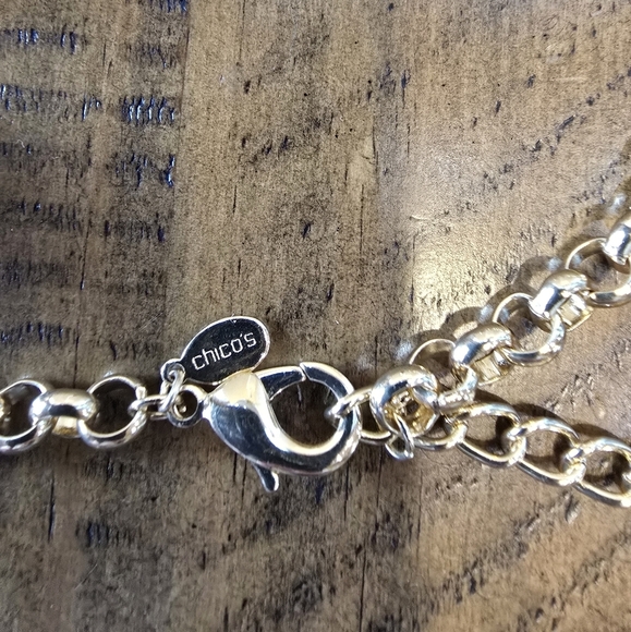 Chico's Hammered Goldtone Ball Chain Link Vintage Necklace - Picture 5 of 5